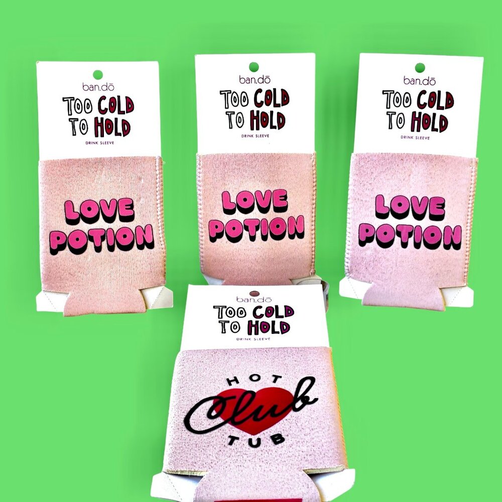 Bando Cold Drink Beverage Sleeve * Love Potion + Hot Tub Club * lot of 4 Sleeves